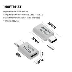 NNBILI PD140W USB4.0 Type-C-C 고속 충전 어댑터 변환기 40Gbps 데이터 커넥터 MacBook 용 8K@60Hz USBC O, 06 1pcs CG-CM-ZT