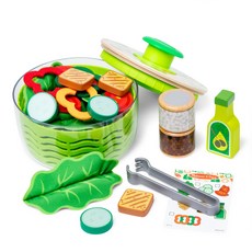 Melissa & Doug 샐러드 스피너 놀이 세트 유아 어린이 소꿉놀이 장난감, 1개, 기본 구성, 혼합색상