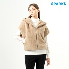 [스팍스]여성 후드 페이크퍼 오버핏 스트링 베스트 HN4LWV025