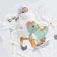 KANGTAIER 竹纖維嬰兒蓋毯 夏季薄款 獅子汽車圖案 A類標準, 竹纖維蓋毯 - 機車小恐龍