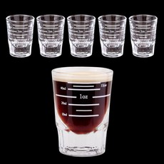 에스프레소 5라인 샷잔 50ml 6개입 세트 커피 시럽잔 벨크리머 계량 유리샷잔, 6개, 단일