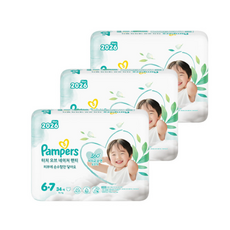 팸퍼스 2025 터치오브네이처 팬티형 기저귀 남여공용, 6단계, 102매