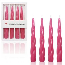 7.4 4 (Pink) 수제 인치 나선형 촛불 고급 테이퍼 촛불 홈 장식 축제 웨딩 용