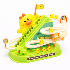 토요요 노란 오리 계단 미끄럼틀 롤러코스터 완구 회전 관람차 트랙 레일 돌아기장난감 어린이 선물 세트, 1개, 노란색