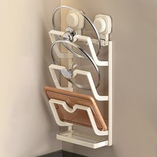 Qiaokao 흡착식 3단 냄비뚜껑 거치대, 화이트, 1개