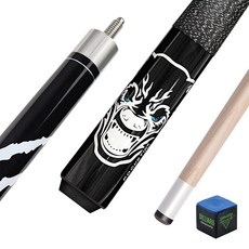 POCUSTIK 수영장 큐 147.3cm(58인치) 성인용 스틱 아일랜드 리넨 랩이 있는 캐나다 단풍나무 당구대 13mm 팁이 하우스 바 당구 스틱 남성 여성용 - 블랙