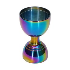 바텐딩용 프리미엄 벨 지거 1개 칵테일 지거 56.7g(2온스) 28.3g(1온스) 내부 측정 프리미엄 304 스테인리스 스틸 샷 측정 더블 지거 바 (실버 1팩), Rainbow