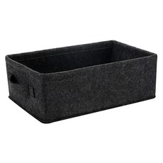 얕은 보관 바구니 통 미디엄 패브릭 보관 바구니 큐브 정리함 선반 옷장 침실 거실 세탁실 아기방 보관 바구니 155908, 회색 펠트 손잡이