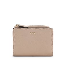 HUGO BOSS Grained-leather wallet with metallic logo lettering Lenah-50558032 Light Red