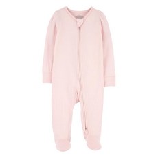 Carter's 여아용 Purelysoft 슬립 앤 플레이 파자마 핑크 단색 신생아, 라이트 핑크 단색