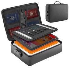 Mondoshop 잠금 장치가 있는 내화성 방수 문서 가방 중요한 파일용 휴대용 정리함 - 노트북 여권 인증서 카드용 지퍼가 달린 여행용 보관 케이스 11st_amz 1