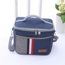 【厚實耐用款】加厚保溫保冰手提肩背防水牛津布便當野餐袋，大容量保冷袋，戶外露營野餐必備, 藍色