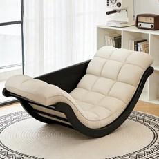 흔들의자 리클라이너 1인용 소파 눕는 안락의자 휴식 의자 가정용 낮잠 의자, 1개, 화이트앤 블랙