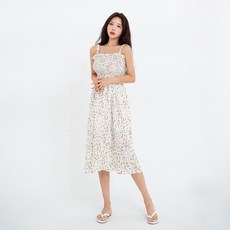VERAF 花朵圖案吊帶連身長裙