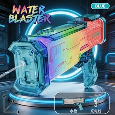 新款電動水槍玩具 幻彩燈光 大容量脈衝水槍 兒童玩具, 19手槍幻彩藍【多種燈光音效】350ML, 1個