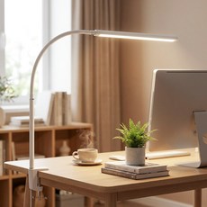 Airwit 클램프 데스크 조명 LED 스탠드 밝기조절 색온조절 모니터 책상 조명, 화이트