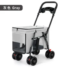 小型寵物推車 輕便可折疊外出露營車, W688 - 銀灰 大空間大視野 升級款, 1個