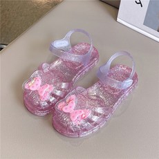 新款女童涼鞋玩水沙灘鞋軟底包頭洞洞鞋歲果凍公主鞋夏天, 1個, 閃粉
