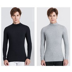 1+1 남성 긴팔 목폴라티 남성 봄 가을 반목 긴팔 티셔츠 얇은 슬림핏 베이직 따뜻한 상의 JXH