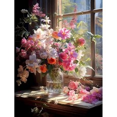 GATYZTORY DIY 공예 숫자로 그림 캔버스에 꽃 키트 거실 벽 예술 홈 데코에 대한 유화 219786, 20x30cm No Frame, 9949647