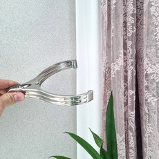 스텐 커튼집게 커튼고정 홀더 대형 16cm, 1개, 실버