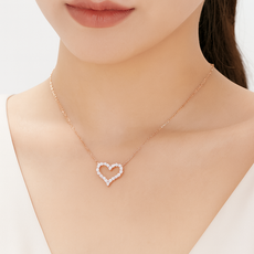 COCOYOU 여성용 14K 도금 럭셔리 하트 큐빅 펜던트 목걸이 RLA-22