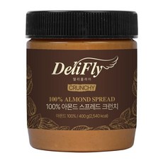 델리플라이 캘리포니아산 순 아몬드 스프레드 100% 크런치 무가당 무첨가, 2개, 400g