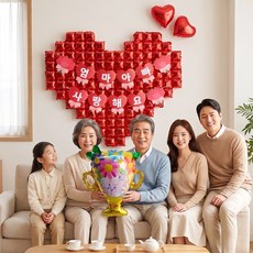 이벤트홀릭 어버이날 용돈나무 카네이션 홈파티 가랜드 풍선 장식 세트, 1개, 5.하트(꽃다발 트로피)