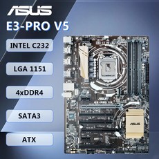 ASUS E3-PRO V5 마더보드 ATX 인텔 C232 칩셋 LGA1151 DDR4 64GB SATA3 M.2 인텔 코어 i7/i5/i3/펜티엄/셀러론용, [01] 옵션1