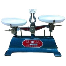 復古型 200g 上皿天平 磅秤 附贈秤盤*2 送砝碼組 精準測量 烘焙料理實驗, 藍色, Jin Yuan