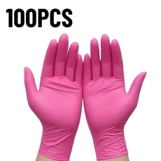 50/100PCS 일회용 딥 핑크 라이트 장갑 가정용 청소 니트릴 다목적 애완 동물 목욕 도구, 03 XS, 03 100PCS-Deep Pink