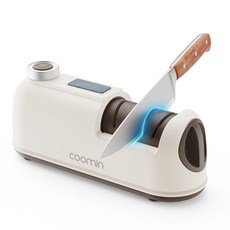 COOMIN 전동 칼갈이 다기능 숫돌 가위갈이 가정용 전동 칼갈이 주방요리칼 전용, 1개, 화이트