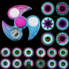 VITALO LED 메탈 스피너 고급 그라데이션 듀얼라이트 18가지 패턴 토네이도 블레이드 회전 피젯 스피너 키덜트 멀티컬러, 1개, 토네이도_BP/블루퍼플