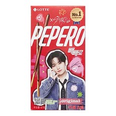 LOTTE PEPERO 樂天 x StrayKids 聯名 巧克力口味 餅乾棒 47g, 1個, StrayKids巧克力李旻浩（1盒