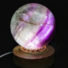 мσσи_нασ ᙏ̤̫͚ 橘20 （大）螢石球 7.9cm 帶彩虹光 梅紫漸層 夢幻螢石擺件 焦茶煙紋, 1個