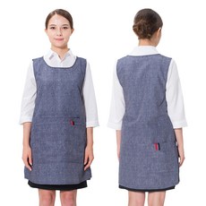 예경 폴리 전면 지퍼 포켓 원피스 앞치마(대/특대), PO-8005/대/곤색(데님), 1개