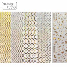 별자리 헤링본 벌집 네일 아트 데코 스티커 5종 (S525-S528), 4 / S527_R135-골드, 1개