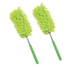 1+1 극세사 안테나 길이조절 먼지털이개 차량용 휴대용 먼지털이, 1세트, 그린+그린