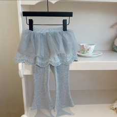(kc인증)치즈레이스부츠컷 키즈 유아동 골지 치랭스 간절기 샤 치마바지