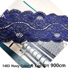 DKLACE-1483 / 자가드 스판 레이스 (폭 6cm 길이 1yd / 3yd / 5yd / 10yd기준), 10개, 네이비