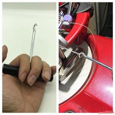 穿線 拉線神器 羽毛球拉穿鉤 過線孔 穿線機機工具 壓孔 原木手工 diy實用, 1個, 黑色T勾