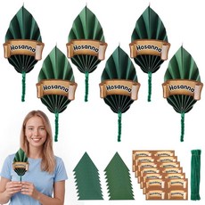 Motipuns 260개/30세트 종려 주일 공예 야자수 주일 장식 손바닥 잎 호산나 스티커 종교 부활절 공예 기독교 교회 일요일 학교 활동 성주간 종교 파티 장식, Motipuns 260개/30세트 종려 주일 공예 야자