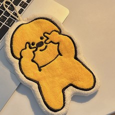 후암마켓 귀여운 캐릭터 극세사 욕실 핸드 고리 주방 타월 수건, 1개, 노란강아지