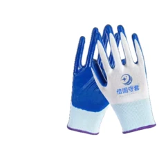 PU止滑耐磨工作手套-尼龍材質、浸膠防滑、工地搬運適用, 12套, 一包, 藍白