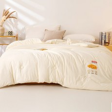 Zebeer 겨울 고밀도 부드러운 콩섬유 이불 순면 워싱 누빔 먼지없는 사계절 이불, 아이보리