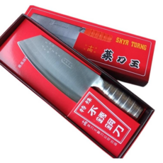 水里菜刀王 一體鐵柄 50年三代傳承手工開封 鐵三合鋼料理菜刀鋒利耐用, 尖鐵片V 銀白, 1個
