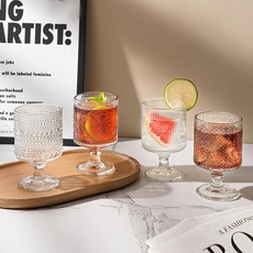 GUDU 빈티지 고블렛잔 유리컵세트 와인잔 커피잔 180ML, 20개