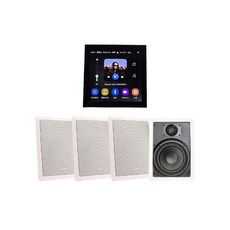 BOK MHZ 智能家居中控音響 IW-106 6.5吋嵌入式喇叭 四支家庭劇院組，打造環繞立體聲, 白色, MH2 智能家居中控音響+ IW-106 6.5吋嵌入式喇叭（4支）