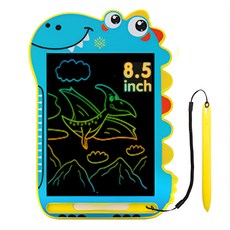 어나더토이 공룡 LCD 컬러 유아 드로잉 패드 8.5인치 (22cm) 전자칠판 끈드로잉패드 낙서장 펜 분실방지 줄 포함, 블루, 1개