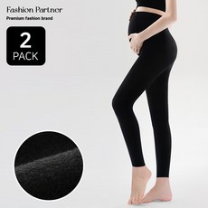 패션파트너 프리미엄 하이서포트 복부 두 줄 봉제선 임산부 기모 레깅스 무발 팬티 스타킹 타이즈 2P